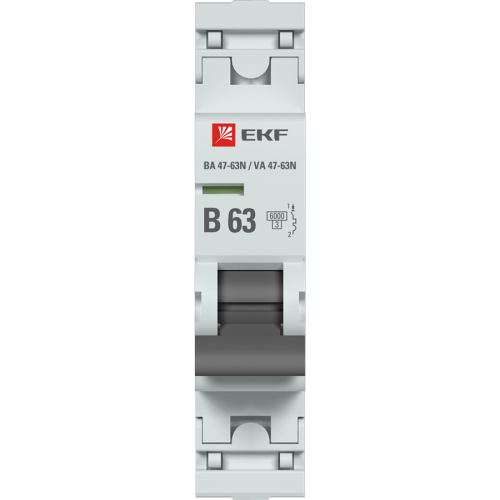EKF Автоматический выключатель 1P 63А (B) 6кА ВА 47-63N PROxima (M636163B) фото 2