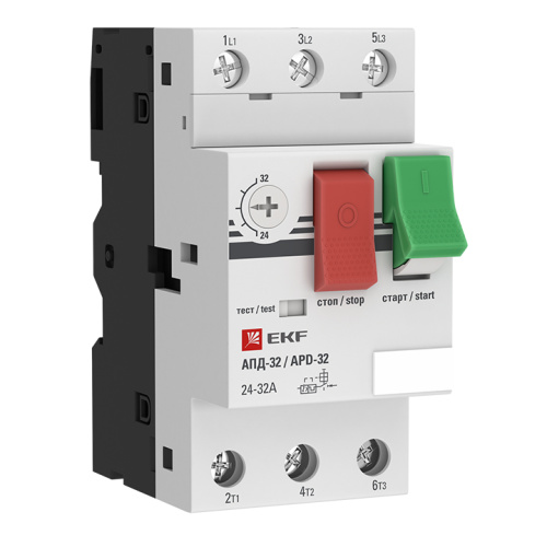 EKF Мотор-автомат 1.6-2.5А АПД32-2.5 управление кнопками винтовые зажимы (apd2-1.6-2.5)