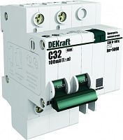 DEKRAFT Выключатель автоматический дифференциальный АВДТ встроенная защита от сверхтоков 1P+N 20А 300мА AC D ДИФ-101 (15248DEK)