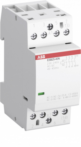 ABB Контактор ESB25-40N-06 модульный  (25А АС-1, 4НО), катушка 230В AC/DC (1SAE231111R0640)