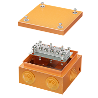 DKC Коробка стальная FS с кабельными вводами и клеммниками IP55 150х150х80мм 6р 450V 20A 10мм.кв  нерж. (FSK31610)