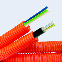DKC Труба ПНД гибкая гофрированная д.16мм с кабелем ГОСТ+ ВВГнгLS 3х2.5 (25м) оранжевая (7S91625)