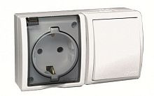 SIMON  Aqua Блок розетка с заземлением 16А 250В + выключатель 10А 250В IP54 белый (1594511-030)