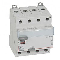LEGRAND Выключатель дифференциального тока  (УЗО) DX3 4П 25А АC 100мА N справа (411712 )