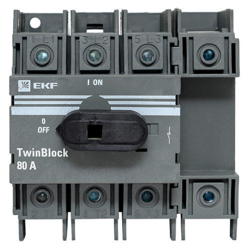 EKF Рубильник 80A 4P c рукояткой управления для прямой установки TwinBlock EKF (tb-80-4p-f) фото 3