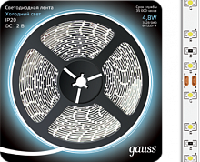 GAUSS Лента светодиодная LED 2835/60-SMD 4.8W 12V DC  холодный белый 5м (312000305)