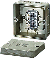 HENSEL Коробка клеммная 5 положений до 2.5мм2 88х88х53 IP66 серая стойкая к УФ (KF 9025)