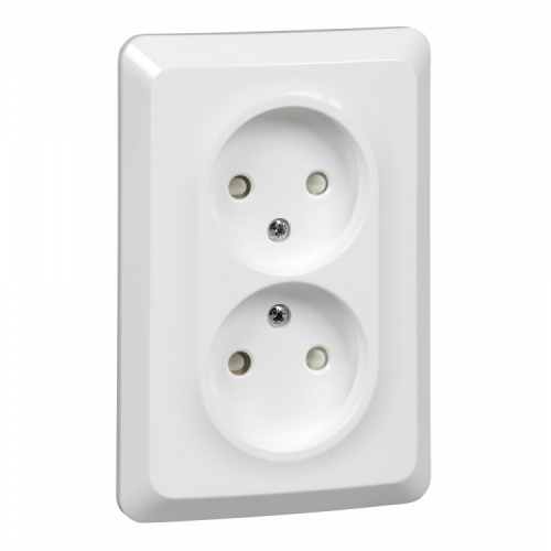 SCHNEIDER ELECTRIC ЭТЮД Розетка двойная скрытой установки без заземления со шторками 16А 250B, белый (PC16-106B) SCHNEIDER ELECTRIC ЭТЮД Розетка двойная скрытой установки без заземления со шторками 16А 250B, белый (PC16-106B)