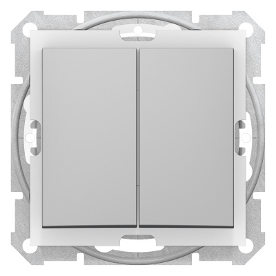 SCHNEIDER ELECTRIC Sedna Выключатель двухклавишный IP44в рамку алюминий (SDN0300460) SCHNEIDER ELECTRIC Sedna Выключатель двухклавишный IP44в рамку алюминий (SDN0300460)