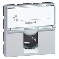 LEGRAND Mosaic Розетка RJ45 UTP 6a 2 модуля алюминий (079474 )