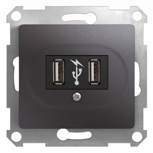 SCHNEIDER ELECTRIC GLOSSA USB Розетка графит (GSL001332) SCHNEIDER ELECTRIC GLOSSA USB Розетка графит (GSL001332)