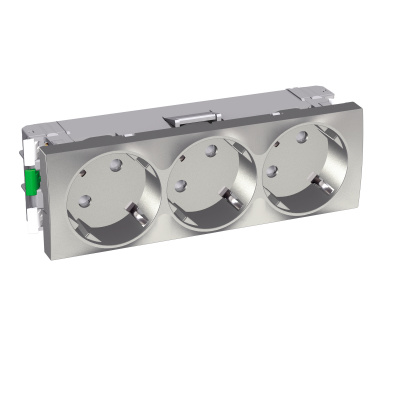SCHNEIDER ELECTRIC Розетка силовая тройная 45 2P+E со шторками металлик (ALB46262) SCHNEIDER ELECTRIC Розетка силовая тройная 45 2P+E со шторками металлик (ALB46262)