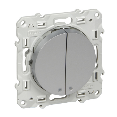 SCHNEIDER ELECTRIC Выключатель Х2 с LED алюминий (S53R221) SCHNEIDER ELECTRIC Выключатель Х2 с LED алюминий (S53R221)