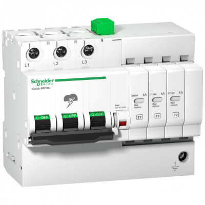 SCHNEIDER ELECTRIC УЗИП СО ВСТРОЕННОЙ ЗАЩИТОЙ IQUICK IQUICK PRD 3П 20кА С КАРТРИДЖАМИ (A9L16296) SCHNEIDER ELECTRIC УЗИП СО ВСТРОЕННОЙ ЗАЩИТОЙ IQUICK IQUICK PRD 3П 20кА С КАРТРИДЖАМИ (A9L16296)