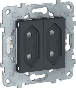 SCHNEIDER ELECTRIC Розетка UNICA NEW двухмодульная без заземления со шторками винтовой зажим 10 А антрацит (NU503154) SCHNEIDER ELECTRIC Розетка UNICA NEW двухмодульная без заземления со шторками винтовой зажим 10 А антрацит (NU503154)