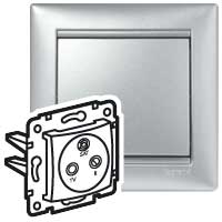 LEGRAND VALENA Розетка TV-FM-SAT 14dB проходная алюминий (770137 )