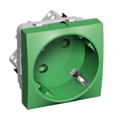 SCHNEIDER ELECTRIC Розетка 45 2P+E со шторками зеленая (ALB4528206) SCHNEIDER ELECTRIC Розетка 45 2P+E со шторками зеленая (ALB4528206)