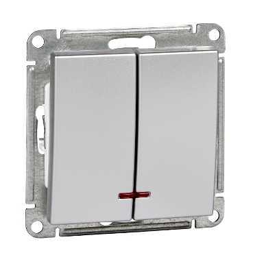 SCHNEIDER ELECTRIC W59 Выключатель двухклавишный с подсв. 10АХ, механизм, матовый хром (VS510-251-5-86) SCHNEIDER ELECTRIC W59 Выключатель двухклавишный с подсв. 10АХ, механизм, матовый хром (VS510-251-5-86)