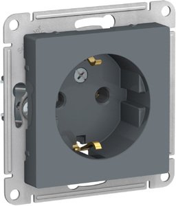 SCHNEIDER ELECTRIC Розетка ATLASDESIGN с заземлением 16А механизм грифель (ATN000743) SCHNEIDER ELECTRIC Розетка ATLASDESIGN с заземлением 16А механизм грифель (ATN000743)