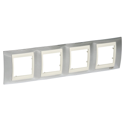 SCHNEIDER ELECTRIC Рамка 4 поста серебро с бежевой вставкой (MGU66.008.510) SCHNEIDER ELECTRIC Рамка 4 поста серебро с бежевой вставкой (MGU66.008.510)