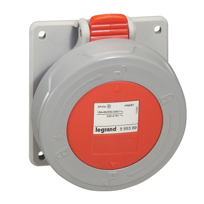 LEGRAND Розетка встраиваемая 16А 3К+З 380В IP67 (555388 ) LEGRAND Розетка встраиваемая 16А 3К+З 380В IP67 (555388 )
