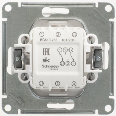 SCHNEIDER ELECTRIC W59 Переключатель двухклавишный, 10АХ, механизм, белый (VS610-256-1-86) SCHNEIDER ELECTRIC W59 Переключатель двухклавишный, 10АХ, механизм, белый (VS610-256-1-86)