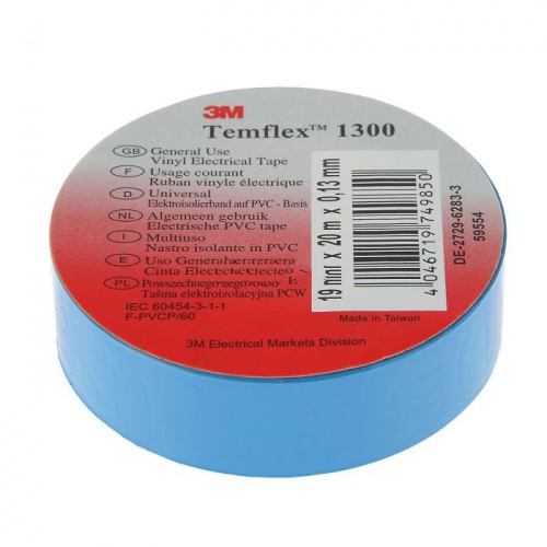 3M Изолента ПВХ синяя 15мм 10м Temflex 1300 (7100081323)