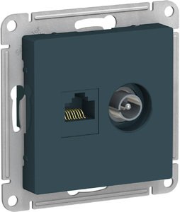 SCHNEIDER ELECTRIC Розетка ATLASDESIGN двойная компьютерная+ТВ RJ45+TV категория 5E механизм изумруд (ATN000889) SCHNEIDER ELECTRIC Розетка ATLASDESIGN двойная компьютерная+ТВ RJ45+TV категория 5E механизм изумруд (ATN000889)