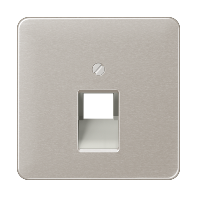 JUNG Крышка для ординарной телефонной и компютерной розетки UAE платина (CD569-1UAPT) JUNG Крышка для ординарной телефонной и компютерной розетки UAE платина (CD569-1UAPT)