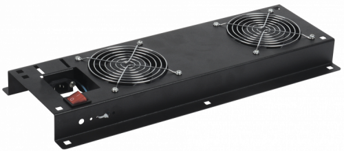 Панель вентиляторная с выключателем 2 модуля черная Панель вентиляторная с выключателем 2 модуля черная