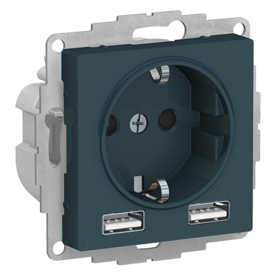 SCHNEIDER ELECTRIC РОЗЕТКА ATLASDESIGN 16А c 2 USB A+A, 5В/2,4 А, 2х5В/1,2 А, механизм, ИЗУМРУД (ATN000830) SCHNEIDER ELECTRIC РОЗЕТКА ATLASDESIGN 16А c 2 USB A+A, 5В/2,4 А, 2х5В/1,2 А, механизм, ИЗУМРУД (ATN000830)