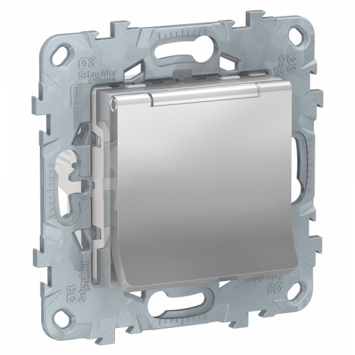 SCHNEIDER ELECTRIC Розетка UNICA NEW с заземлением со шторками с крышкой 16 А 250 В IP40 алюминий (NU503730TA) SCHNEIDER ELECTRIC Розетка UNICA NEW с заземлением со шторками с крышкой 16 А 250 В IP40 алюминий (NU503730TA)