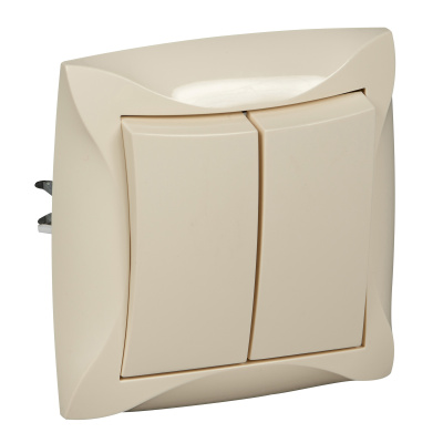 SCHNEIDER ELECTRIC ДУЭТ Выключатель двухклавишный бежевый (WDE000252) SCHNEIDER ELECTRIC ДУЭТ Выключатель двухклавишный бежевый (WDE000252)