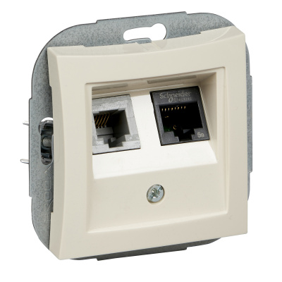 SCHNEIDER ELECTRIC ДУЭТ Розетка телефон/компьютер RJ11+RJ45 бежевая в рамку (WDE000285) SCHNEIDER ELECTRIC ДУЭТ Розетка телефон/компьютер RJ11+RJ45 бежевая в рамку (WDE000285)