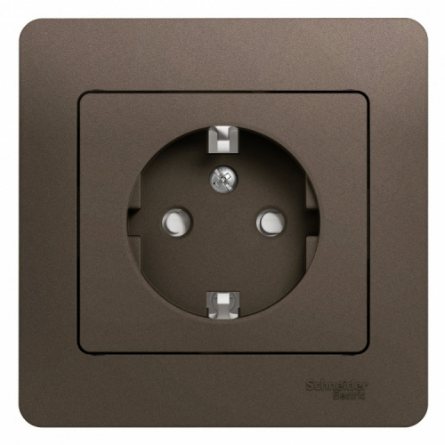 SCHNEIDER ELECTRIC GLOSSA Розетка с заземлением со шторками шоколад в сборе (GSL000844) SCHNEIDER ELECTRIC GLOSSA Розетка с заземлением со шторками шоколад в сборе (GSL000844)