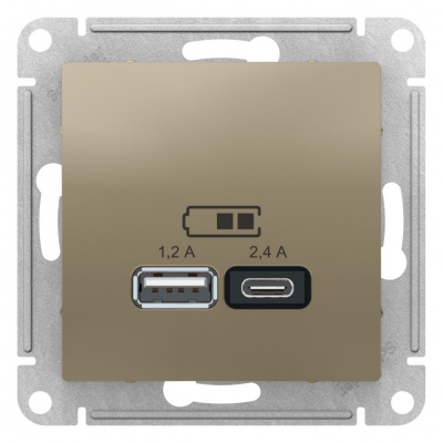 SCHNEIDER ELECTRIC РОЗЕТКА USB ATLASDESIGN A+С, 5В/2,4А, 2х5В/1,2А, механизм, ШАМПАНЬ (ATN000539) SCHNEIDER ELECTRIC РОЗЕТКА USB ATLASDESIGN A+С, 5В/2,4А, 2х5В/1,2А, механизм, ШАМПАНЬ (ATN000539)