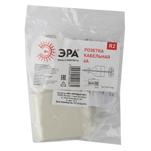 ЭРА Розетка кабельная б/з 6A прямой ввод белая (10/200/7200) R2 (Б0019185) ЭРА Розетка кабельная б/з 6A прямой ввод белая (10/200/7200) R2 (Б0019185)