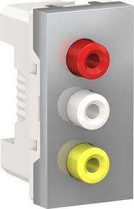 SCHNEIDER ELECTRIC Розетка UNICA MODULAR 3 RCA 2 модуля алюминий (NU343130) SCHNEIDER ELECTRIC Розетка UNICA MODULAR 3 RCA 2 модуля алюминий (NU343130)