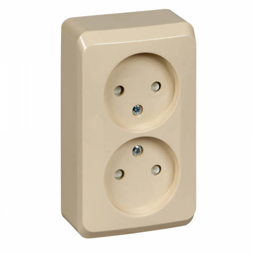 SCHNEIDER ELECTRIC ЭТЮД Розетка двойная наружная без заземления со шторками бежевая (PA16-006K) SCHNEIDER ELECTRIC ЭТЮД Розетка двойная наружная без заземления со шторками бежевая (PA16-006K)