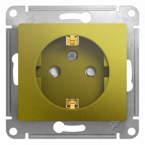 SCHNEIDER ELECTRIC GLOSSA Розетка с заземлением со шторками фисташковый (GSL001045) SCHNEIDER ELECTRIC GLOSSA Розетка с заземлением со шторками фисташковый (GSL001045)