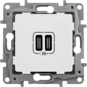 LEGRAND Зарядное устройство с двумя USB-разьемами тип C-тип С 240В/5В 3000мА - Etika - Цвет Алюминий (672435 ) LEGRAND Зарядное устройство с двумя USB-разьемами тип C-тип С 240В/5В 3000мА - Etika - Цвет Алюминий (672435 )