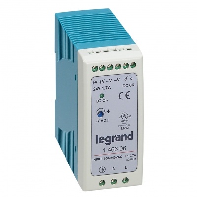 LEGRAND Источник питания импульсный 1 фаза 24В 40Вт 1.7A (146606 ) LEGRAND Источник питания импульсный 1 фаза 24В 40Вт 1.7A (146606 )