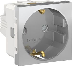 SCHNEIDER ELECTRIC Розетка UNICA MODULAR с заземлением со шторками винтовой зажим 16А 250В 2 модуля алюминий (NU303730) SCHNEIDER ELECTRIC Розетка UNICA MODULAR с заземлением со шторками винтовой зажим 16А 250В 2 модуля алюминий (NU303730)