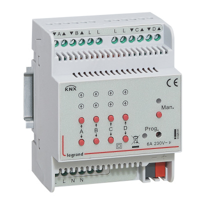 LEGRAND KNX. Активатор для приводов жалюзи/рольставень 4-канальный 6А.DIN 4 модуля. (002691 ) LEGRAND KNX. Активатор для приводов жалюзи/рольставень 4-канальный 6А.DIN 4 модуля. (002691 )