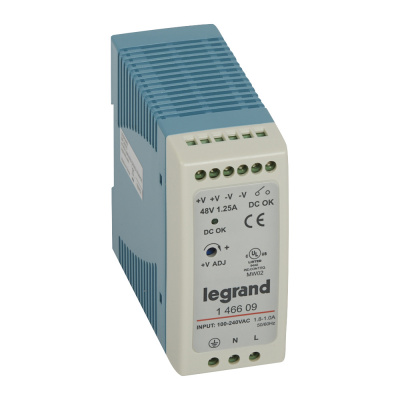 LEGRAND Источник питания импульсный 1 фаза 48В 60Вт 1.25A (146609 ) LEGRAND Источник питания импульсный 1 фаза 48В 60Вт 1.25A (146609 )