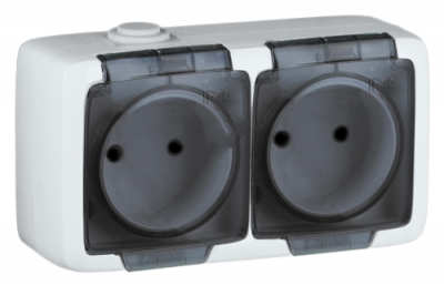 HEGEL Alfa Розетка двухместная, с пылевлагозащитой, с заземляющими контактами, открытой установки, белый (РА16-251) HEGEL Alfa Розетка двухместная, с пылевлагозащитой, с заземляющими контактами, открытой установки, белый (РА16-251)