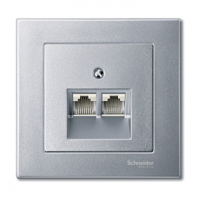 SCHNEIDER ELECTRIC Merten Накладка на розетку компьютерную 2 поста алюминий (MTN298060) SCHNEIDER ELECTRIC Merten Накладка на розетку компьютерную 2 поста алюминий (MTN298060)