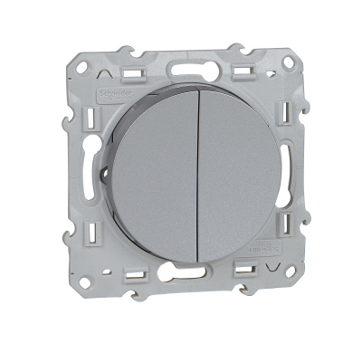 SCHNEIDER ELECTRIC ODACE Переключатель двухклавишный алюминий (S53R213) SCHNEIDER ELECTRIC ODACE Переключатель двухклавишный алюминий (S53R213)
