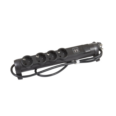 LEGRAND Многорозеточный блок с 2хUSB+4x2К+З - с кабелем длиной 1,5 м черный (694616 ) LEGRAND Многорозеточный блок с 2хUSB+4x2К+З - с кабелем длиной 1,5 м черный (694616 )