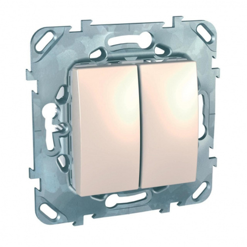 SCHNEIDER ELECTRIC UNICA Переключатель двухклавишный в рамку бежевый сх.6+6 (MGU5.213.25ZD) SCHNEIDER ELECTRIC UNICA Переключатель двухклавишный в рамку бежевый сх.6+6 (MGU5.213.25ZD)
